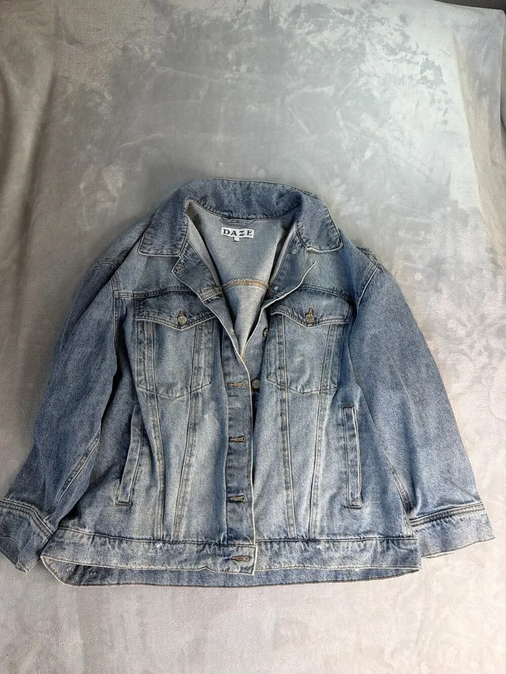 Daze Denim Oversized Denim Jacket Light Wash Large L